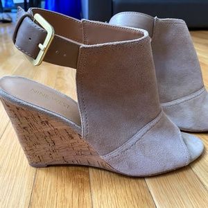 Nine West Paton Suede Peep Toe Wedges